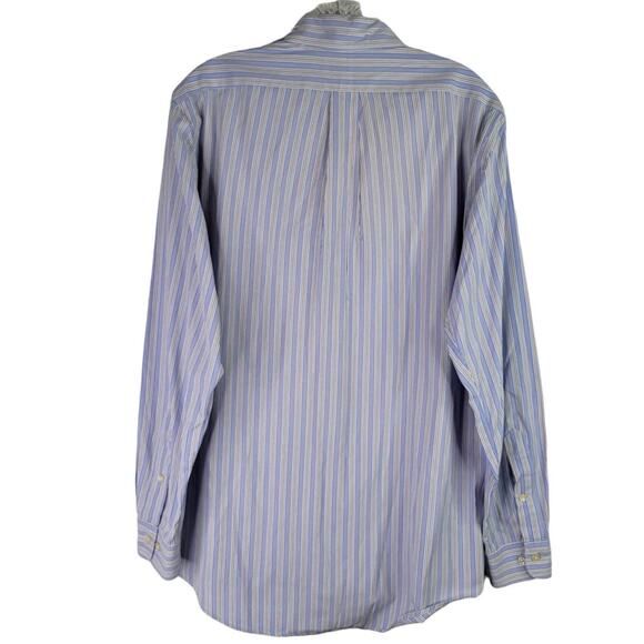 Polo Ralph Lauren Shirt Men's Size Medium 15.5 Blue Stripe LS Button Down - Picture 3 of 8